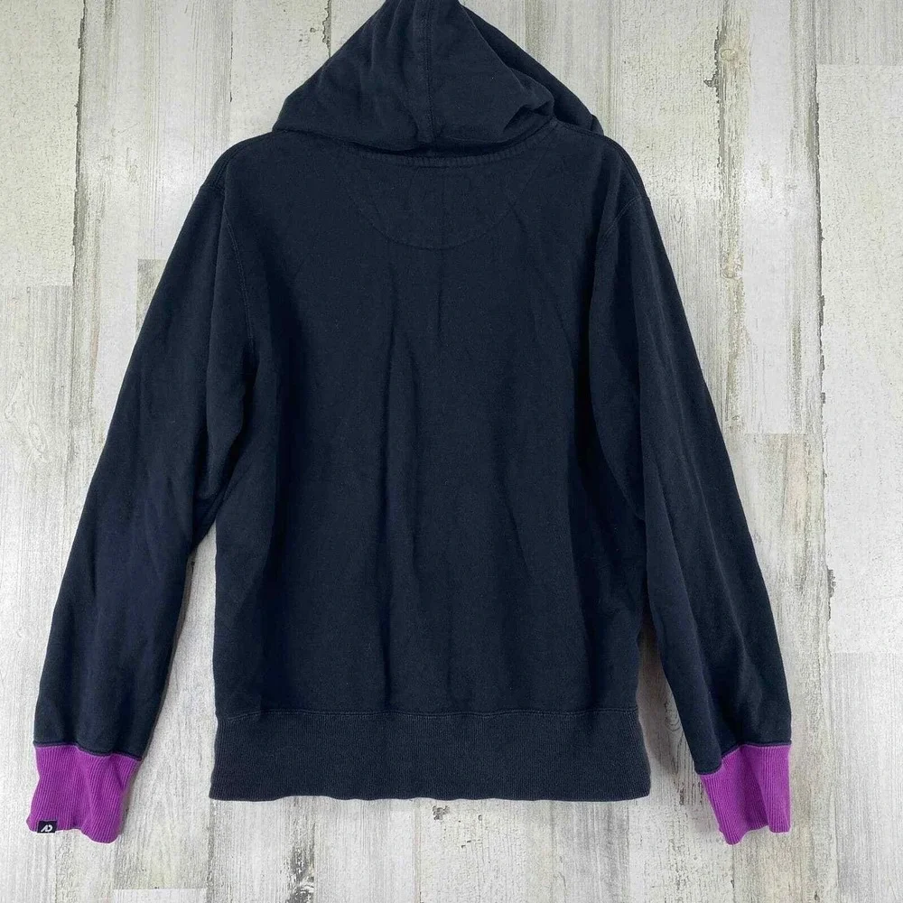 Nike Full Zip Streetwear Hoodie Jacket Womens XL Black Purple Spellout Pockets